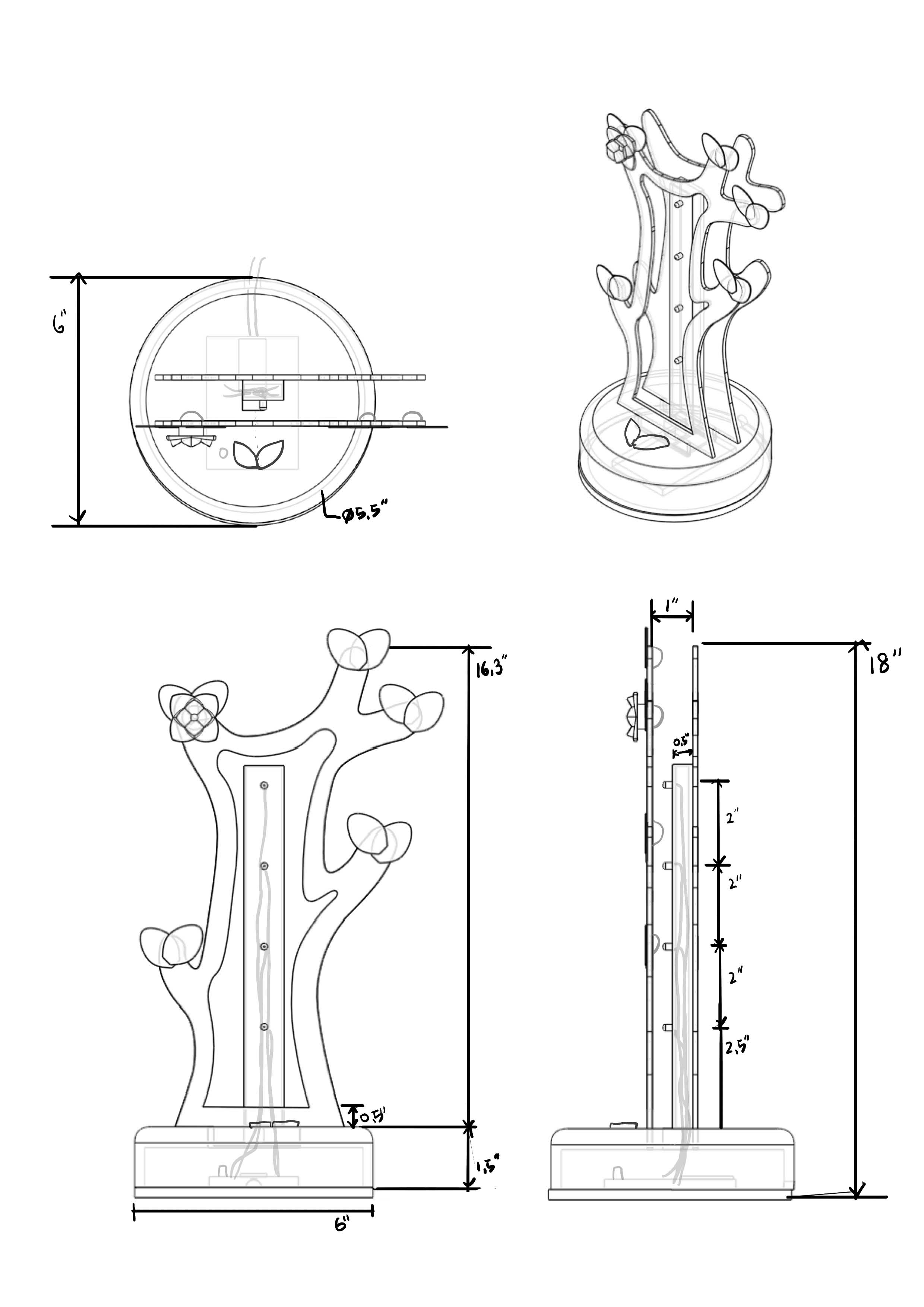 I sketched orthographic projection skech before 3D modeling.