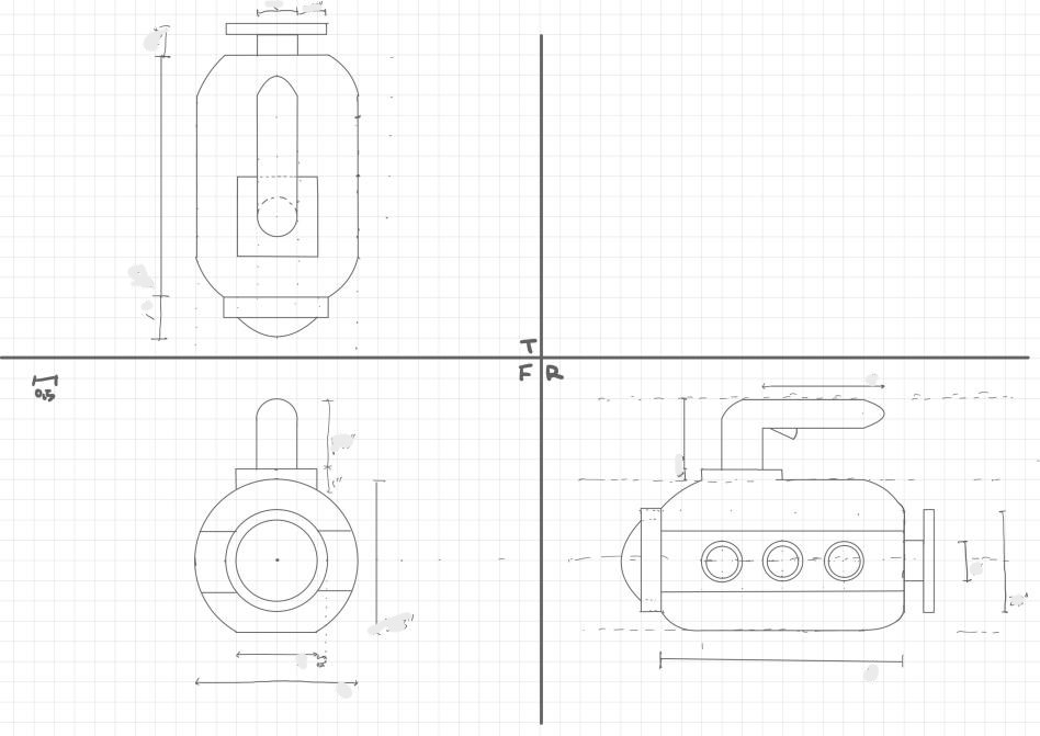 I sketched orthographic projection skech before 3D modeling.