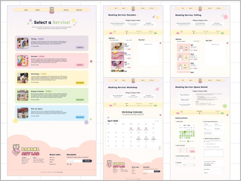Booking flow screens
