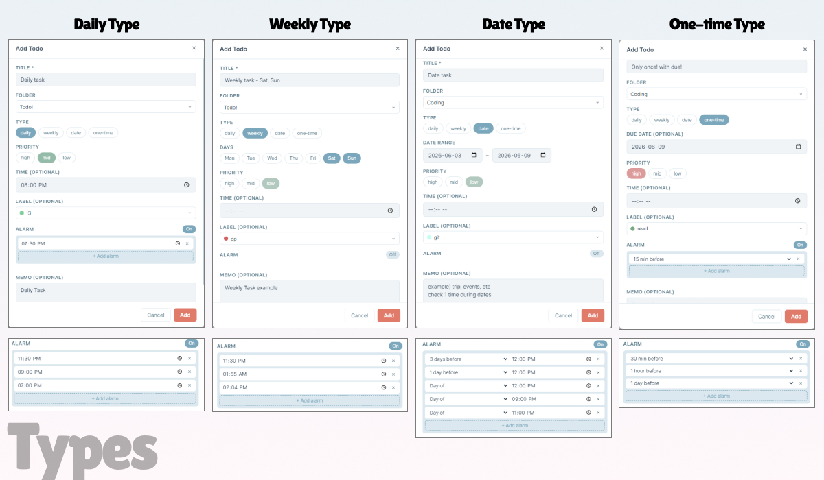 4 task types